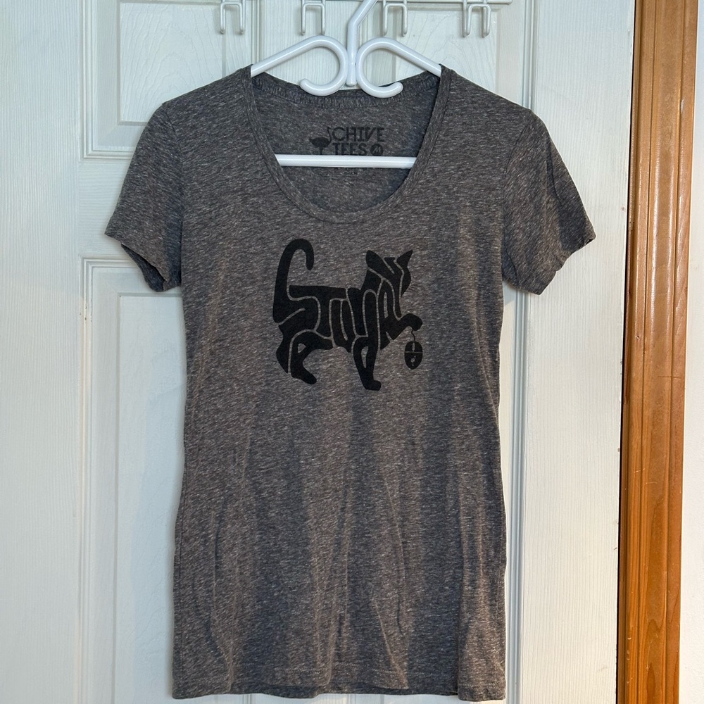 Gray Cat Saturday Graphic T-Shirt from The Chive. Ladies size Medium.
